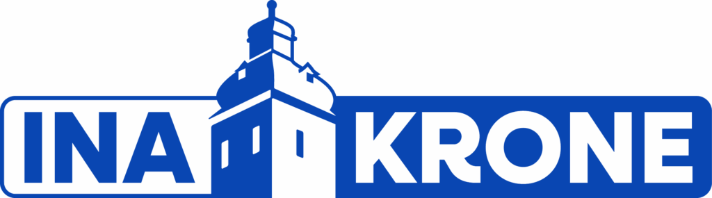 Logo von Ina Krone mit grafischem Schloss-Turm Pfedelbach – Kandidatin für die Bürgermeisterwahl Pfedelbach 2026.